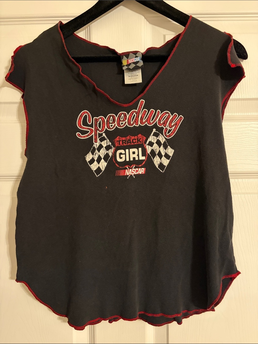 Nascar Black Tank Top with Red Trim Speedway Girl Graphic